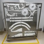 Format change parts for the aseptic vial filling line stored on a wall rack