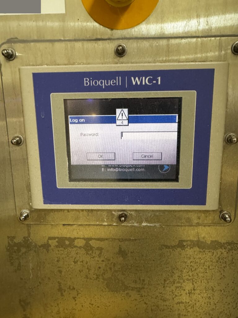 Bioquell Clarus L2 VHP WIC-1 control panel