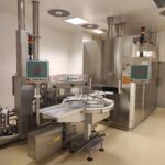 Groninger ASVK 400 vial washer with infeed turntable and STH 1185 tunnel