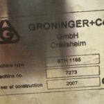 Groninger STH 1185 nameplate, machine no. 7273, built 2007