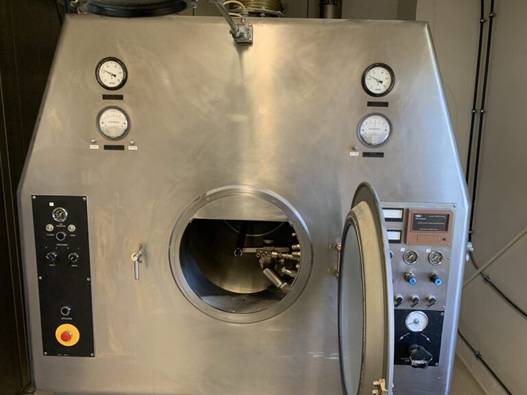 Lödige HC 130 Hi-Coater, front with the coating drum door open