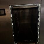 Open chamber of the Getinge sterilizer seen from the loading side